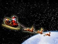 Санта-Клаус летит над Землей 